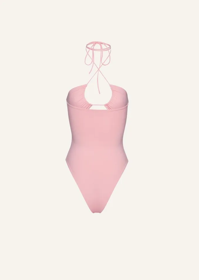 Shop Magda Butrym Beachwear Criss Cross Halter Swimsuit In Pink Shop Magda Butrym Beachwear Criss Cross Halter Swimsuit In Pink