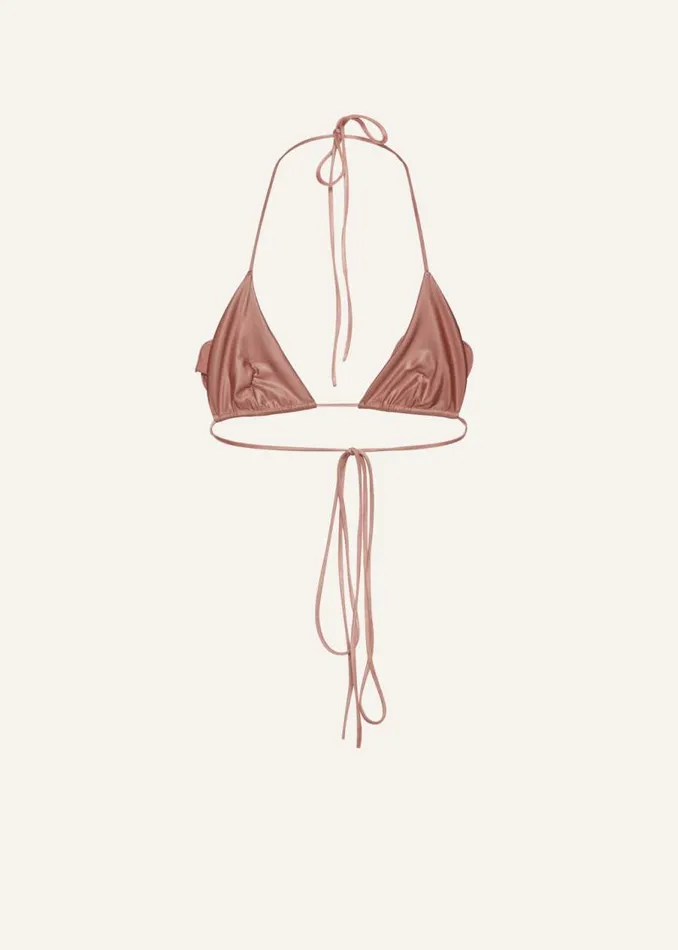 Shop Magda Butrym Beachwear Floral Strappy Triangle Bikini Top In Metallic Blush Shop Magda Butrym Beachwear Floral Strappy Triangle Bikini Top In Metallic Blush