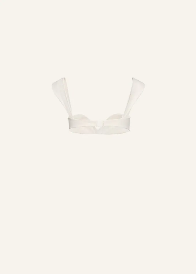 Shop Magda Butrym Beachwear Retro Bustier Swim Top In Cream Shop Magda Butrym Beachwear Retro Bustier Swim Top In Cream