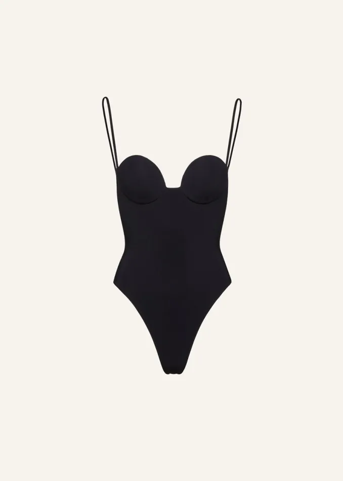 Shop Magda Butrym Beachwear Retro Bustier Swimsuit In Black