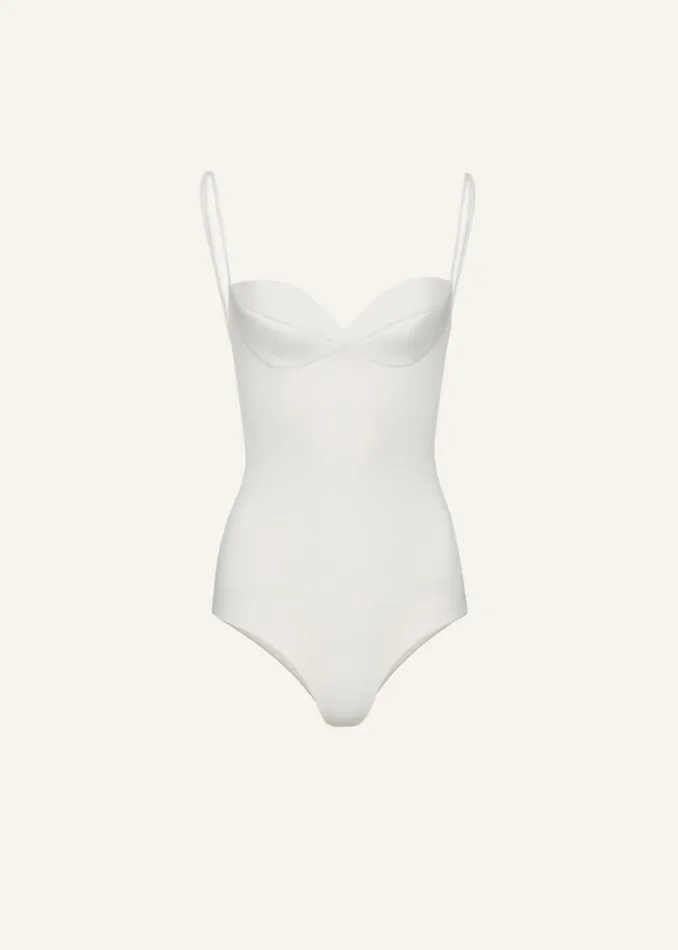 Shop Magda Butrym Beachwear Sweetheart Swimsuit In Cream