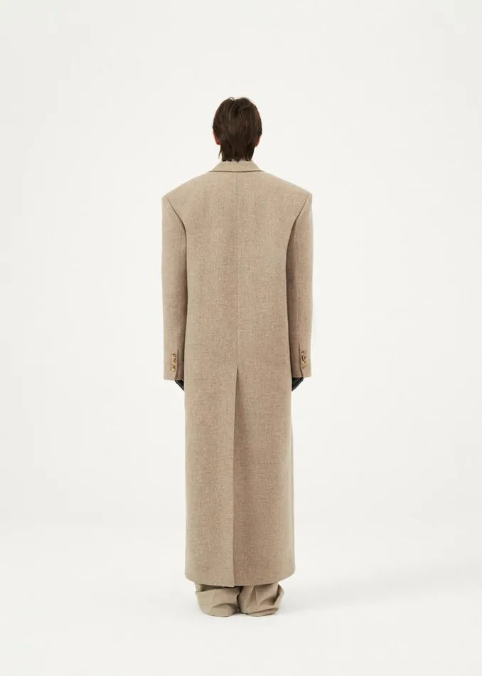 Shop Magda Butrym Coats And Jackets Singlebreasted Long Wool Coat In Taupe Shop Magda Butrym Coats And Jackets Singlebreasted Long Wool Coat In Taupe