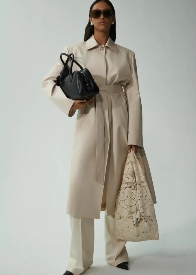 Shop Magda Butrym Coats And Jackets Wrap Cotton Coat In Beige Shop Magda Butrym Coats And Jackets Wrap Cotton Coat In Beige