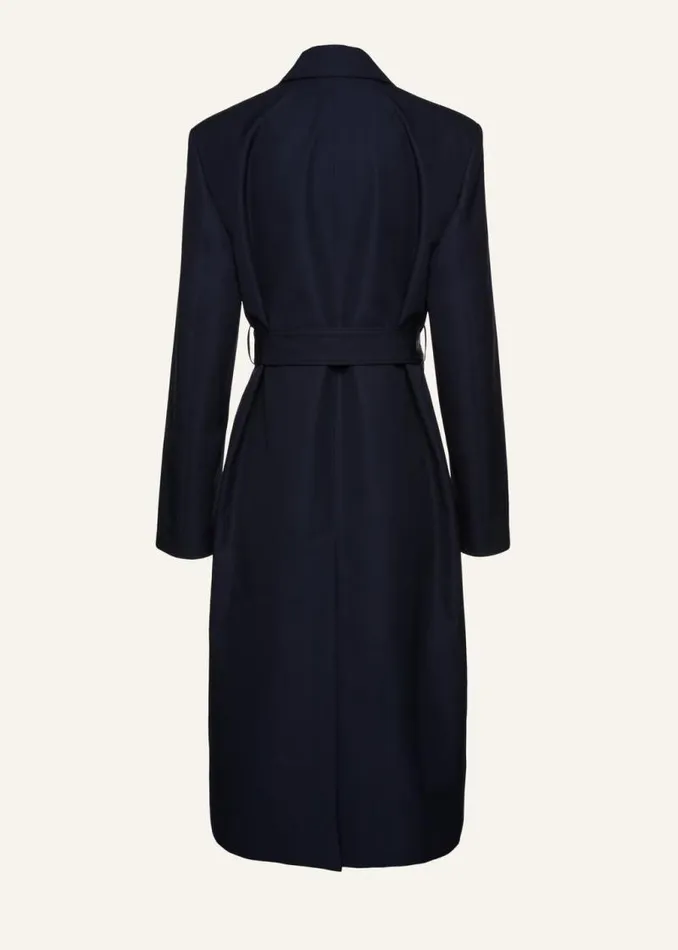 Shop Magda Butrym Coats And Jackets Wrap Cotton Coat In Navy Shop Magda Butrym Coats And Jackets Wrap Cotton Coat In Navy