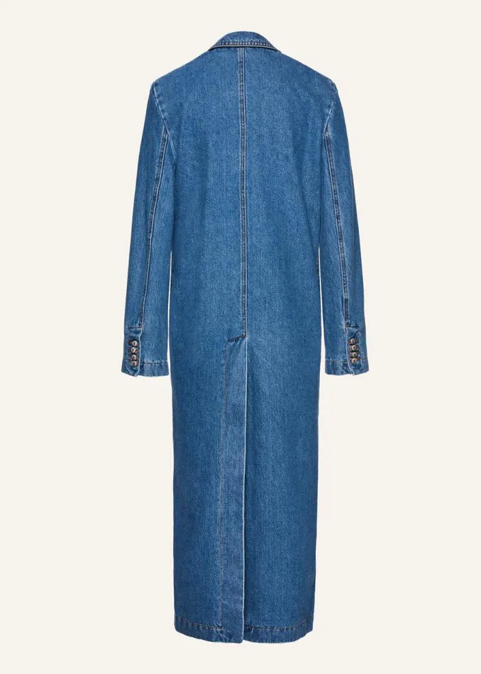 Shop Magda Butrym Denim Button Down Denim Coat In Blue Shop Magda Butrym Denim Button Down Denim Coat In Blue