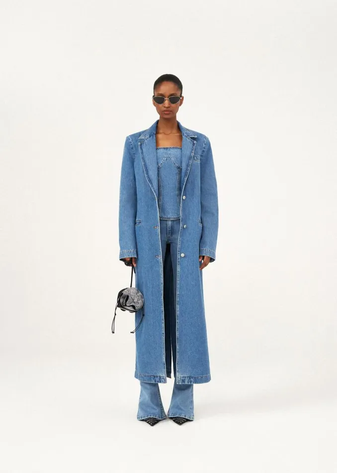 Shop Magda Butrym Denim Button Down Denim Coat In Blue Shop Magda Butrym Denim Button Down Denim Coat In Blue