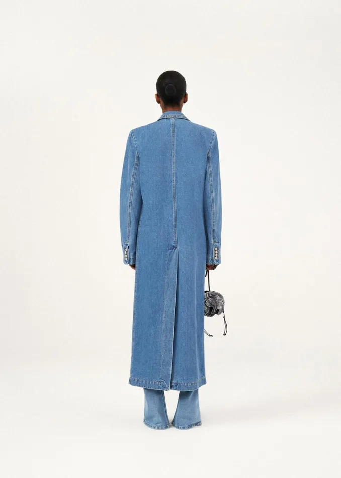 Shop Magda Butrym Denim Button Down Denim Coat In Blue Shop Magda Butrym Denim Button Down Denim Coat In Blue