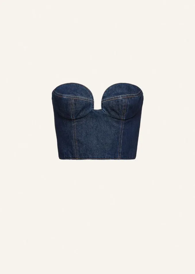 Shop Magda Butrym Denim Denim Corset Top In Indigo