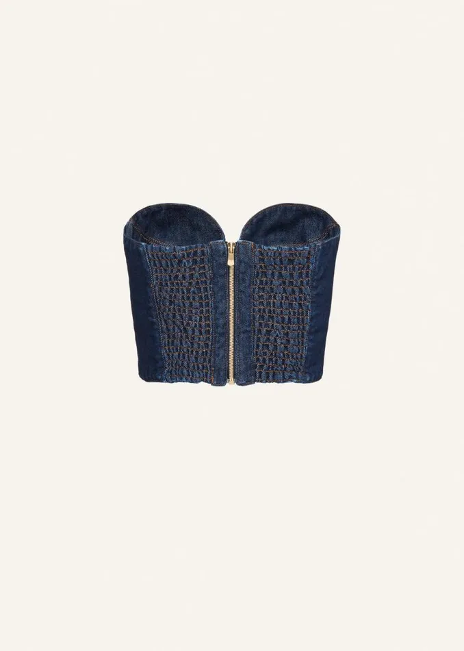 Shop Magda Butrym Denim Denim Corset Top In Indigo Shop Magda Butrym Denim Denim Corset Top In Indigo