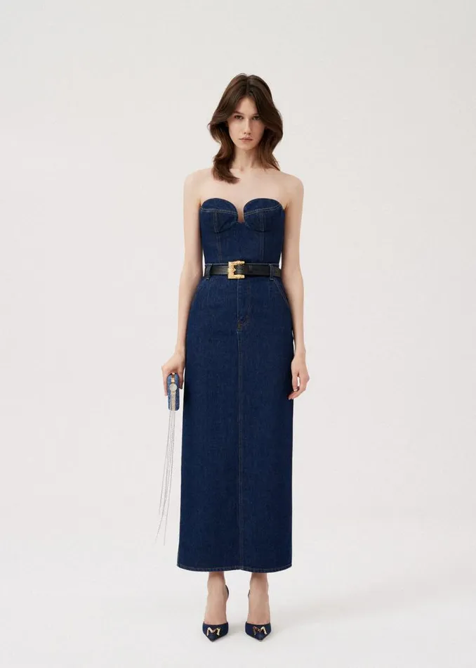 Shop Magda Butrym Denim Denim Corset Top In Indigo Shop Magda Butrym Denim Denim Corset Top In Indigo