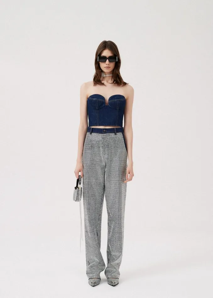 Shop Magda Butrym Denim Denim Corset Top In Indigo Shop Magda Butrym Denim Denim Corset Top In Indigo
