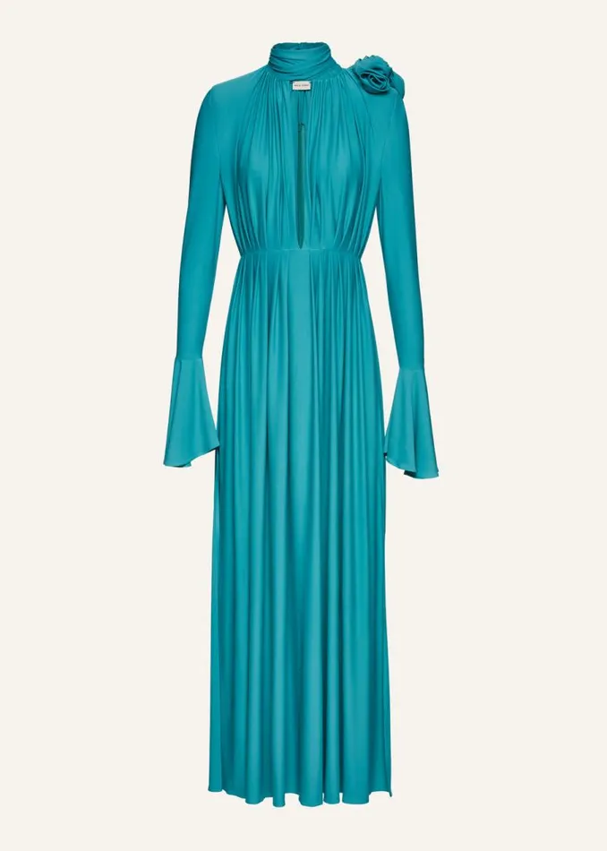 Shop Magda Butrym Dresses Bell Sleeve Maxi Dress In Aquamarine