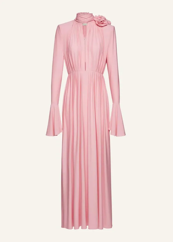 Shop Magda Butrym Dresses Bell Sleeve Maxi Dress In Pink