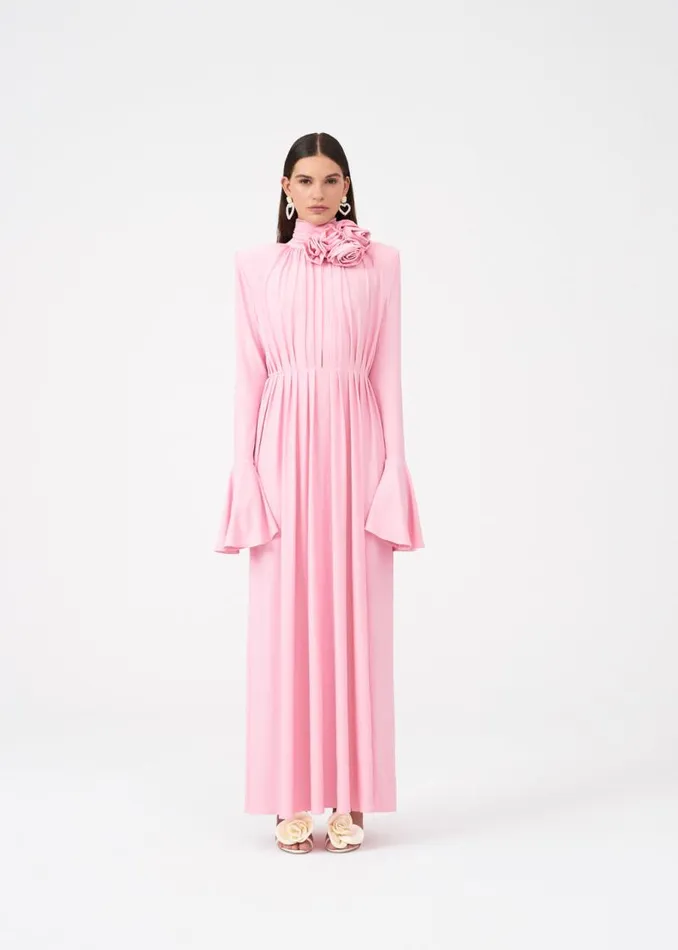 Shop Magda Butrym Dresses Bell Sleeve Maxi Dress In Pink Shop Magda Butrym Dresses Bell Sleeve Maxi Dress In Pink