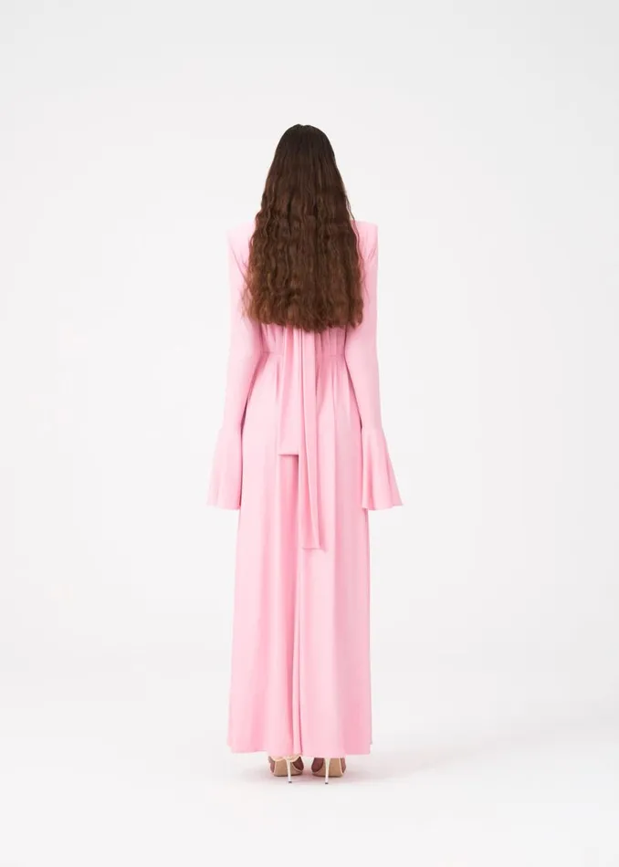Shop Magda Butrym Dresses Bell Sleeve Maxi Dress In Pink Shop Magda Butrym Dresses Bell Sleeve Maxi Dress In Pink
