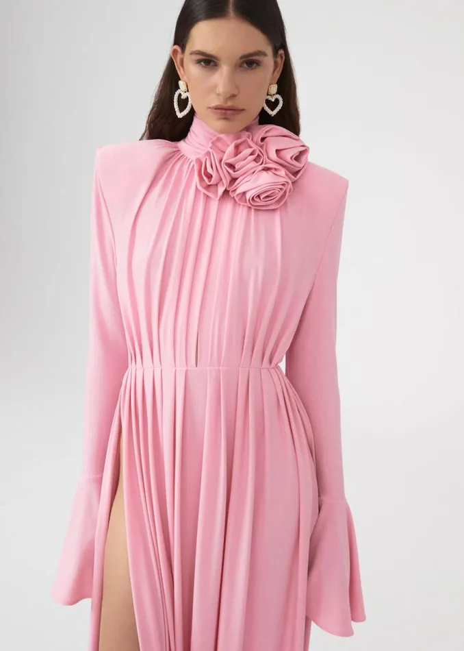 Shop Magda Butrym Dresses Bell Sleeve Maxi Dress In Pink Shop Magda Butrym Dresses Bell Sleeve Maxi Dress In Pink