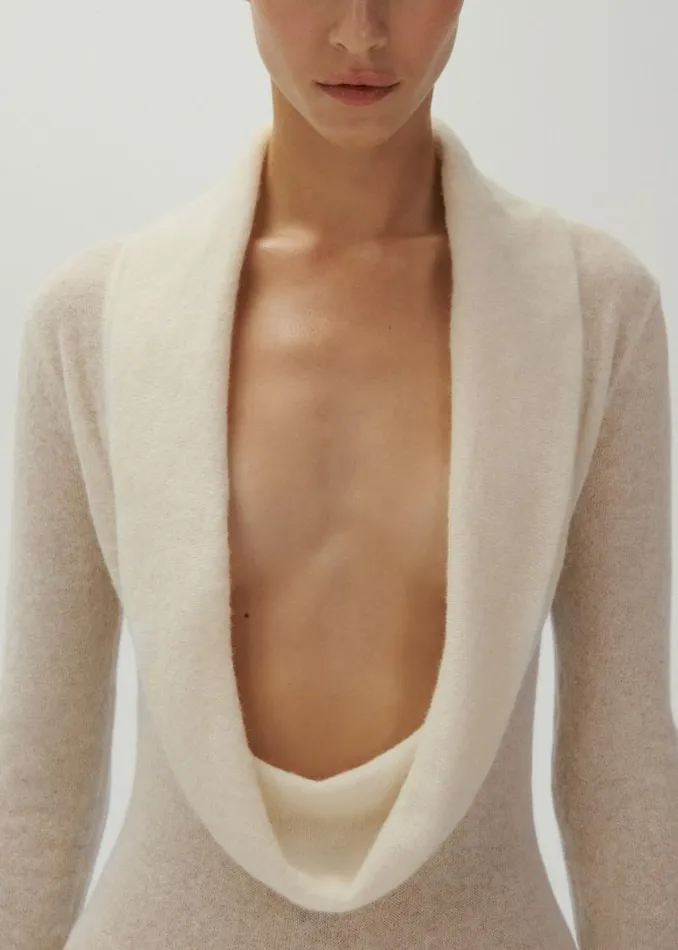Shop Magda Butrym Dresses Boucl Knit Cowl Neck Dress In Cream Shop Magda Butrym Dresses Boucl Knit Cowl Neck Dress In Cream