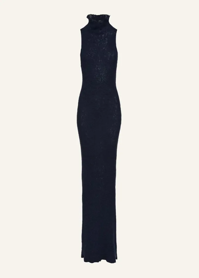 Shop Magda Butrym Dresses Boucle Halter Knitwear Dress In Navy
