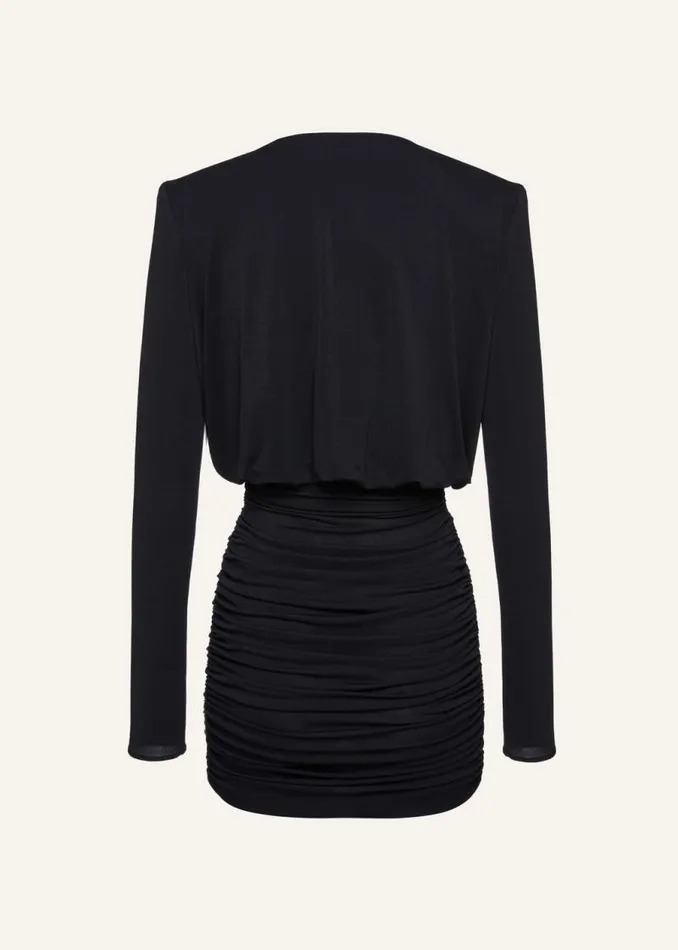 Shop Magda Butrym Dresses Draped Plunge Jersey Mini Dress In Black Shop Magda Butrym Dresses Draped Plunge Jersey Mini Dress In Black