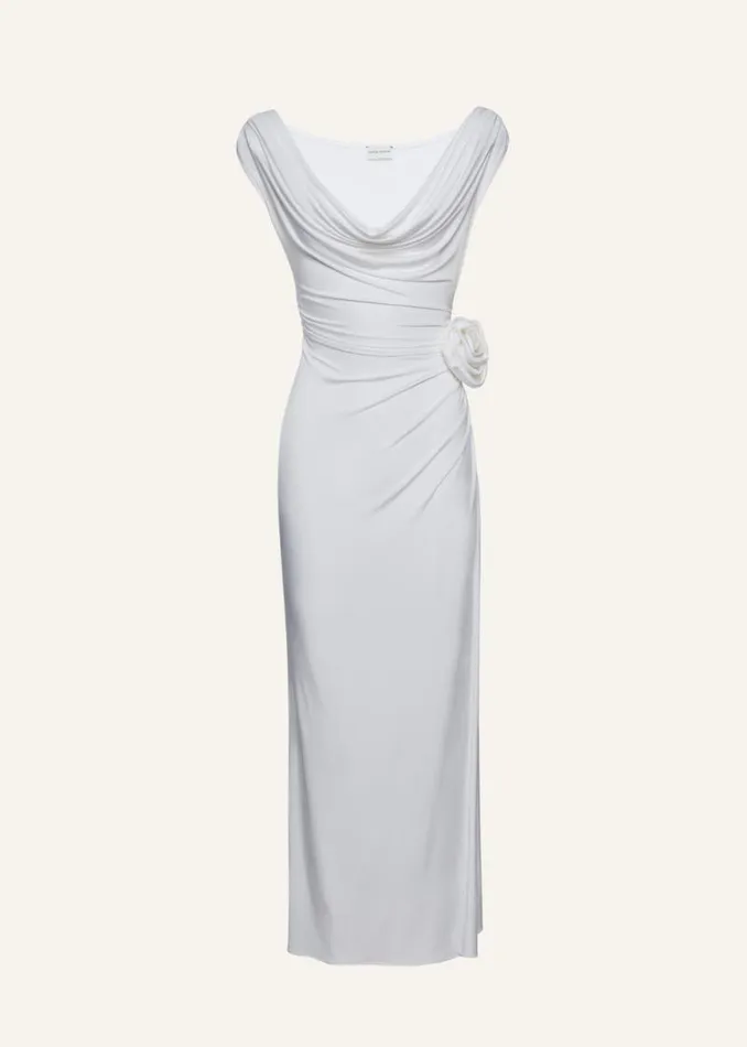 Shop Magda Butrym Dresses Drop Waist Jersey Tank Dress In White