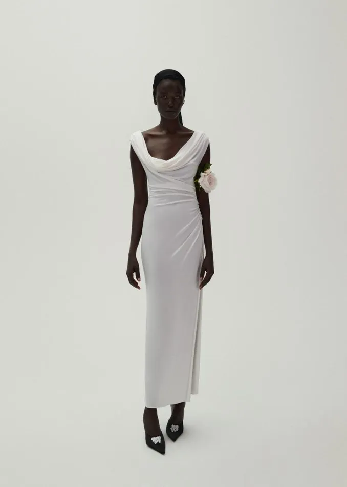 Shop Magda Butrym Dresses Drop Waist Jersey Tank Dress In White Shop Magda Butrym Dresses Drop Waist Jersey Tank Dress In White