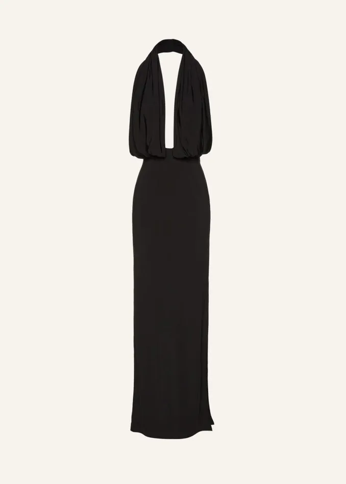 Shop Magda Butrym Dresses Plunge Halter Jersey Gown In Black