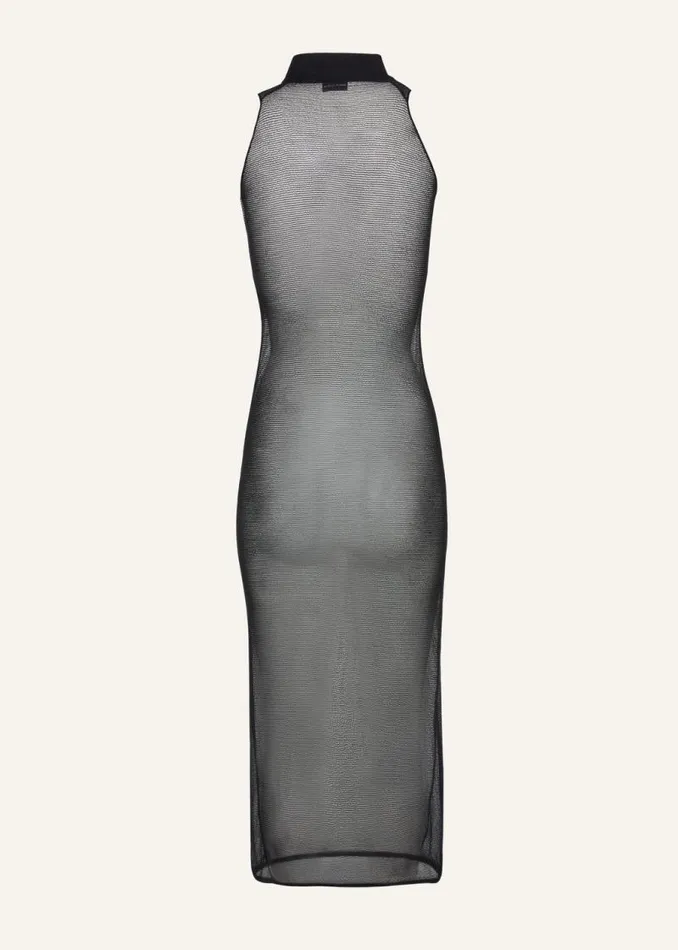 Shop Magda Butrym Dresses Rose Knit High Neck Midi Dress In Black Shop Magda Butrym Dresses Rose Knit High Neck Midi Dress In Black