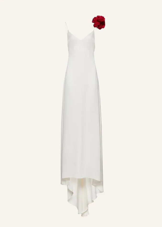 Shop Magda Butrym Dresses Rosette Embellished Slip Gown In Cream