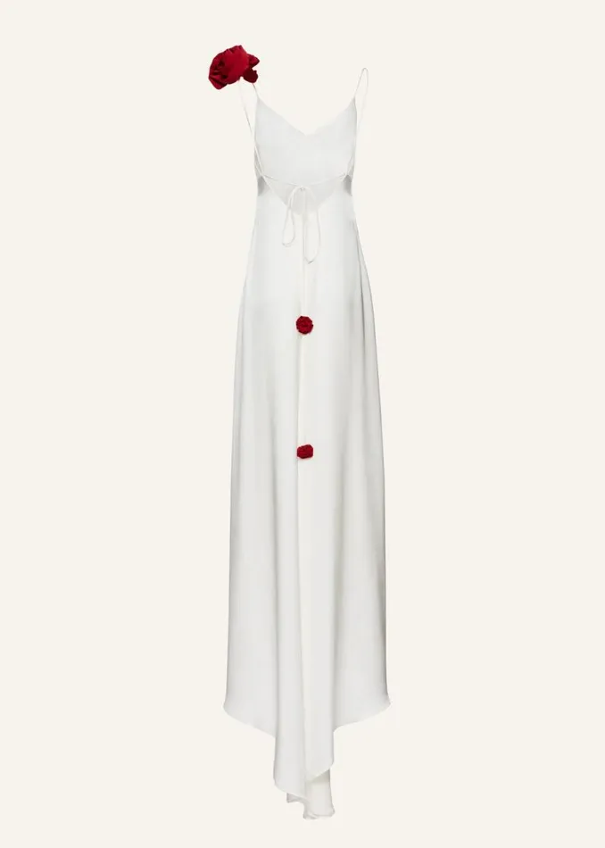 Shop Magda Butrym Dresses Rosette Embellished Slip Gown In Cream Shop Magda Butrym Dresses Rosette Embellished Slip Gown In Cream