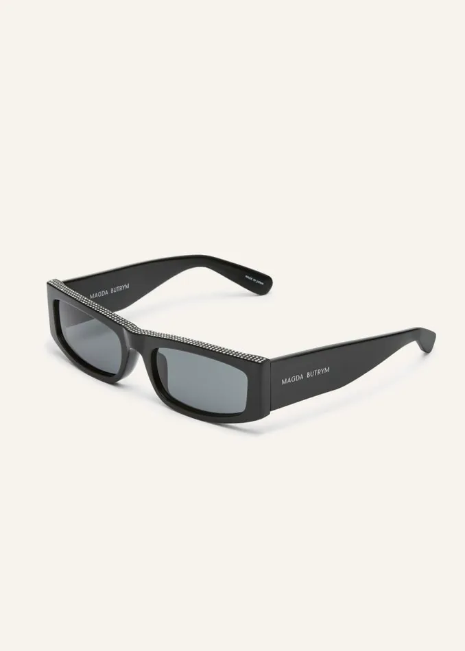 Shop Magda Butrym Eyewear Rectangular Sunglasses In Black Crystals Shop Magda Butrym Eyewear Rectangular Sunglasses In Black Crystals