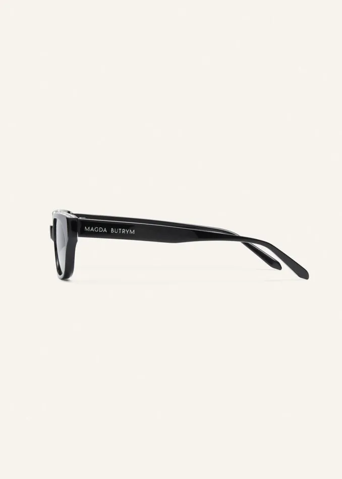 Shop Magda Butrym Eyewear Slim Rectangular Sunglasses In Black Crystals Shop Magda Butrym Eyewear Slim Rectangular Sunglasses In Black Crystals