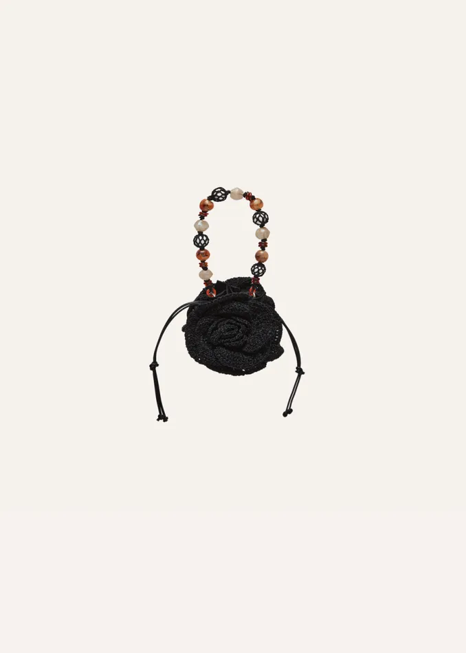 Shop Magda Butrym Handbags Small Magda Bag Beads Strap In Black Crochet