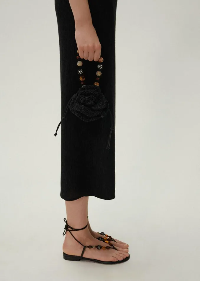 Shop Magda Butrym Handbags Small Magda Bag Beads Strap In Black Crochet Shop Magda Butrym Handbags Small Magda Bag Beads Strap In Black Crochet