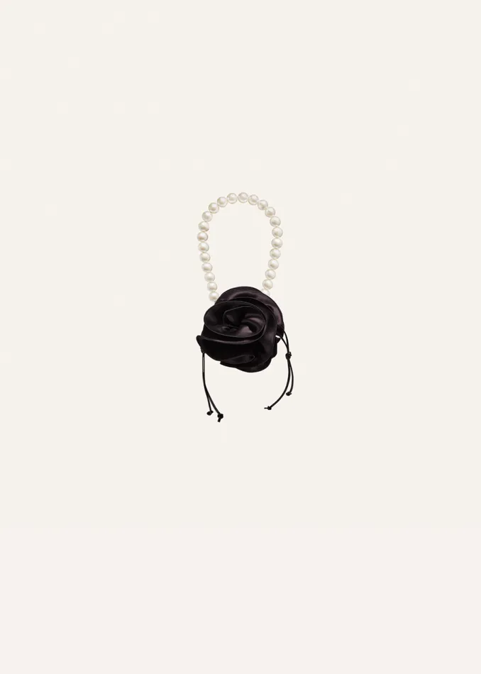 Shop Magda Butrym Handbags Small Pearl Magda Bag In Black Satin