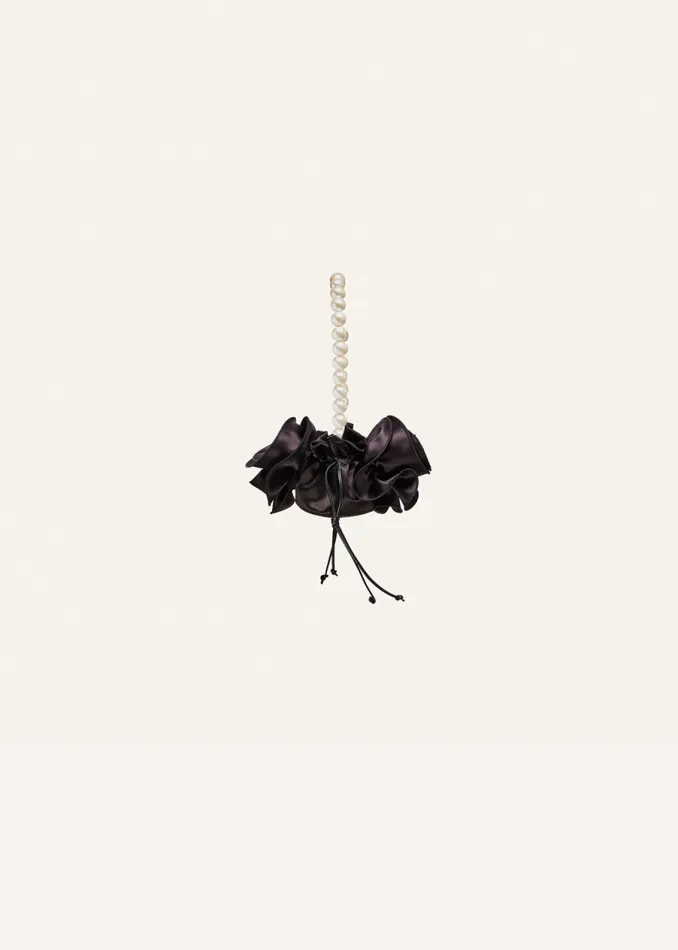 Shop Magda Butrym Handbags Small Pearl Magda Bag In Black Satin Shop Magda Butrym Handbags Small Pearl Magda Bag In Black Satin