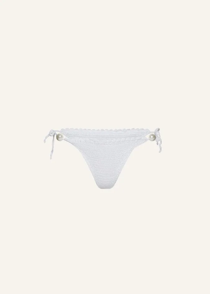 Shop Magda Butrym Handmade Pearl Crochet String Bottoms In White
