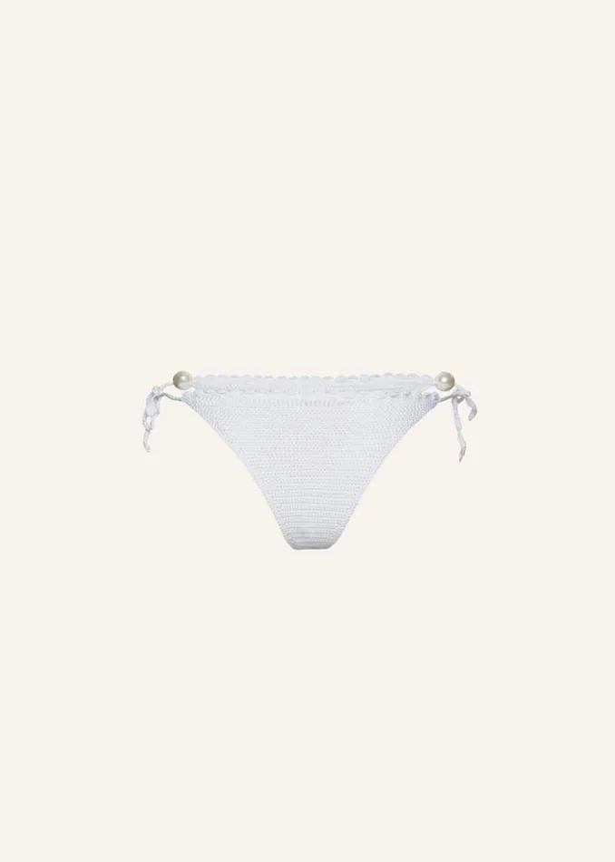 Shop Magda Butrym Handmade Pearl Crochet String Bottoms In White Shop Magda Butrym Handmade Pearl Crochet String Bottoms In White