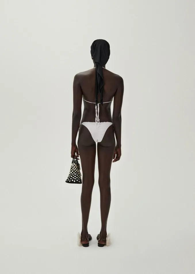 Shop Magda Butrym Handmade Pearl Crochet String Bottoms In White Shop Magda Butrym Handmade Pearl Crochet String Bottoms In White