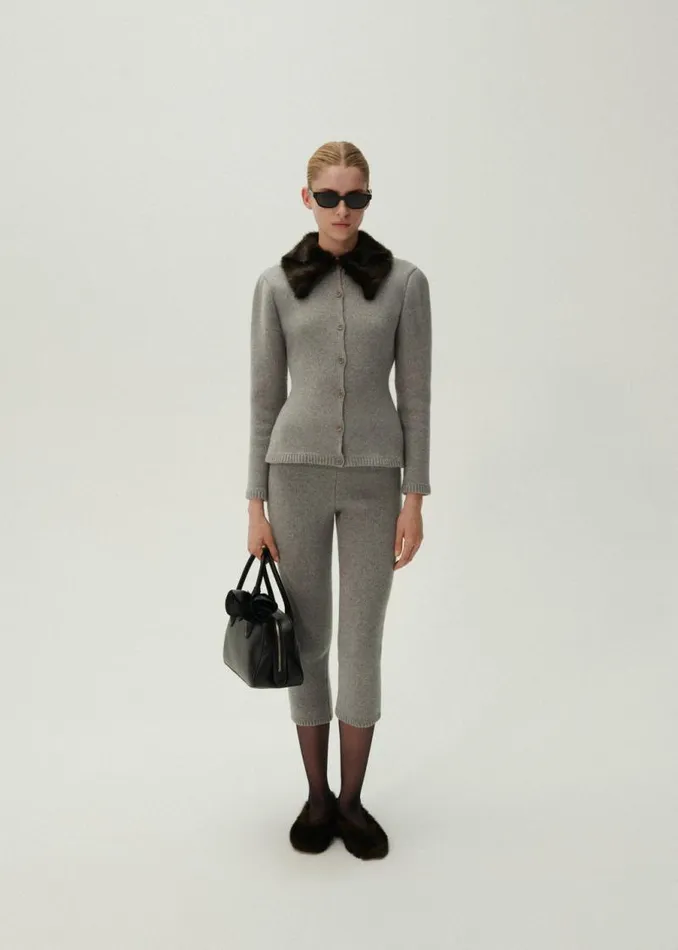 Shop Magda Butrym Knitwear Cashmere Cardigan In Light Grey Shop Magda Butrym Knitwear Cashmere Cardigan In Light Grey