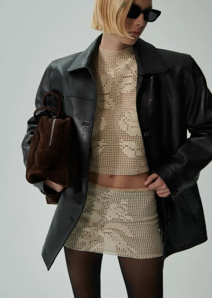 Shop Magda Butrym Leather And Shearling Oversized Leather Button Up Jacket In Black Shop Magda Butrym Leather And Shearling Oversized Leather Button Up Jacket In Black