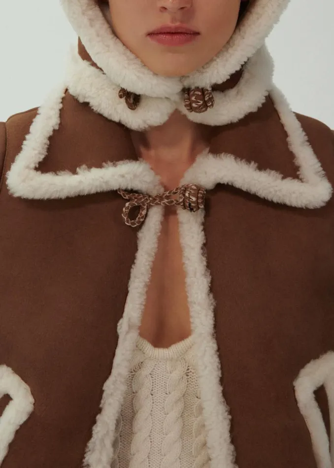 Shop Magda Butrym Leather And Shearling Short Sleeve Shearling Jacket In Beige Shop Magda Butrym Leather And Shearling Short Sleeve Shearling Jacket In Beige