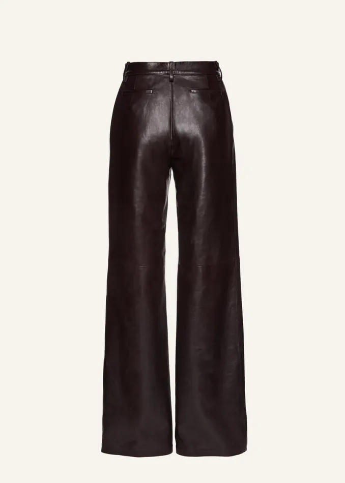 Shop Magda Butrym Leather And Shearling Wide Leg Leather Pants In Brown Shop Magda Butrym Leather And Shearling Wide Leg Leather Pants In Brown