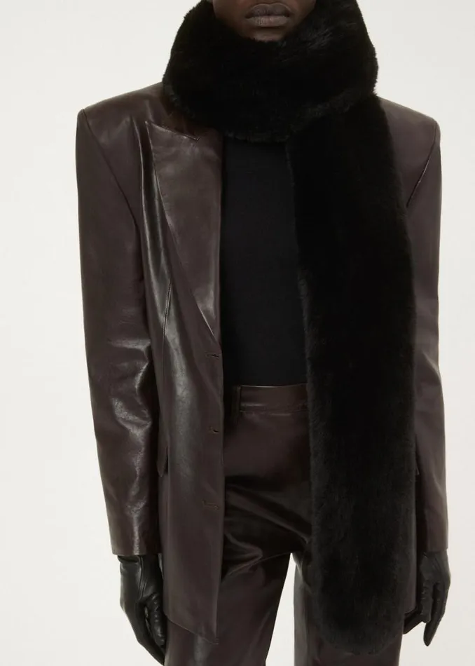 Shop Magda Butrym Leather And Shearling Wide Leg Leather Pants In Brown Shop Magda Butrym Leather And Shearling Wide Leg Leather Pants In Brown
