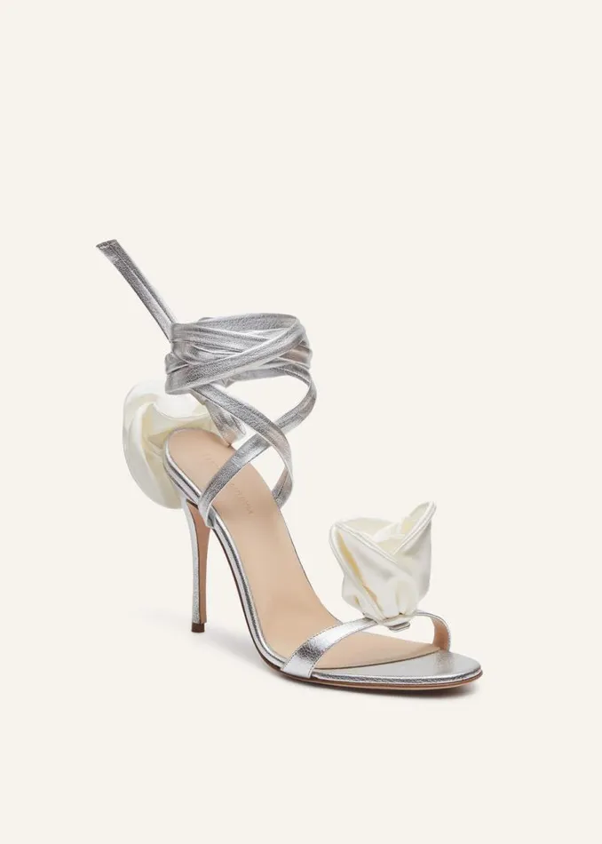 Shop Magda Butrym Shoes Double Flower Heel Sandals In Silver Shop Magda Butrym Shoes Double Flower Heel Sandals In Silver