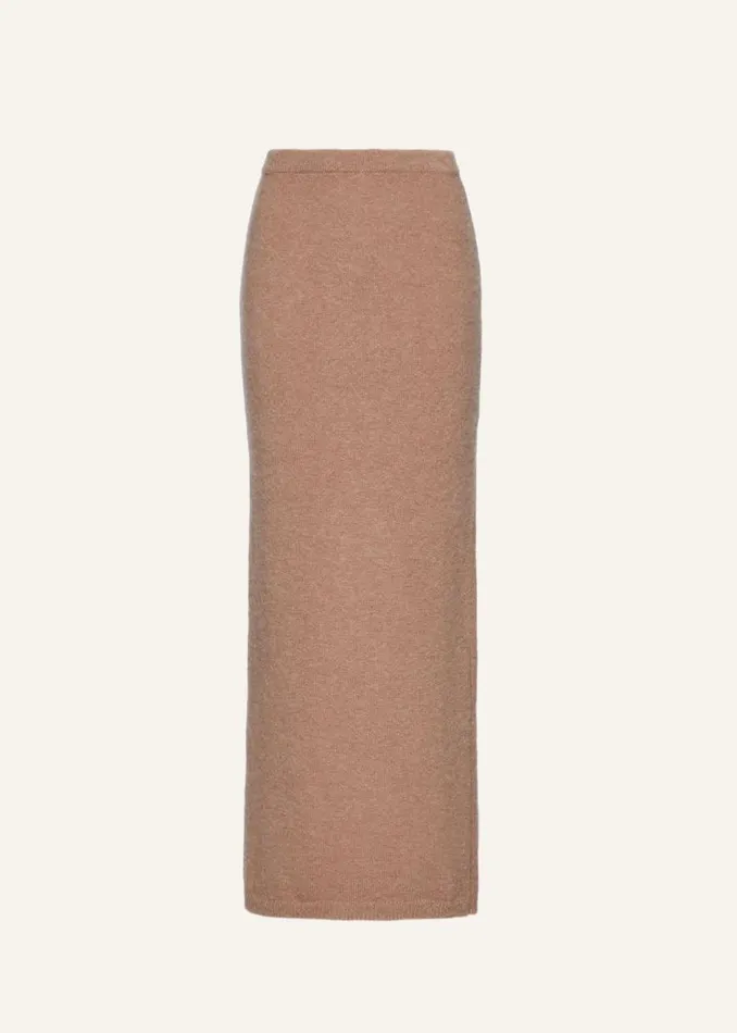 Shop Magda Butrym Skirts Mohair Midi Skirt In Caramel