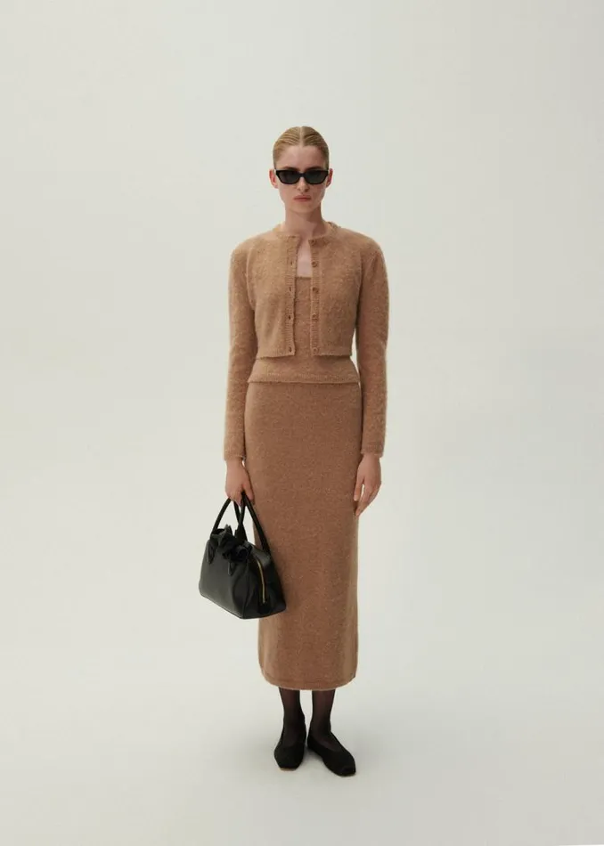 Shop Magda Butrym Skirts Mohair Midi Skirt In Caramel Shop Magda Butrym Skirts Mohair Midi Skirt In Caramel
