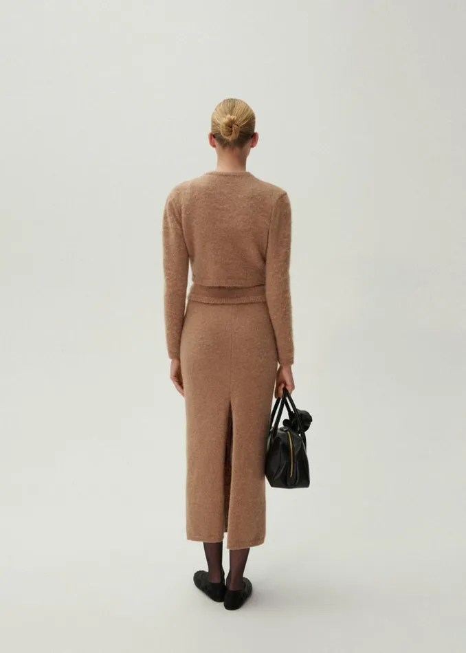 Shop Magda Butrym Skirts Mohair Midi Skirt In Caramel Shop Magda Butrym Skirts Mohair Midi Skirt In Caramel