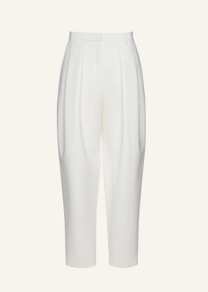 Shop Magda Butrym Tailoring And Suits Tapered Wool Trousers In Cream