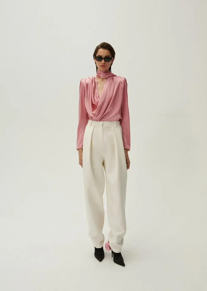 Shop Magda Butrym Tailoring And Suits Tapered Wool Trousers In Cream Shop Magda Butrym Tailoring And Suits Tapered Wool Trousers In Cream