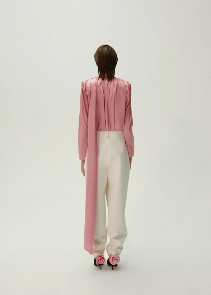 Shop Magda Butrym Tailoring And Suits Tapered Wool Trousers In Cream Shop Magda Butrym Tailoring And Suits Tapered Wool Trousers In Cream